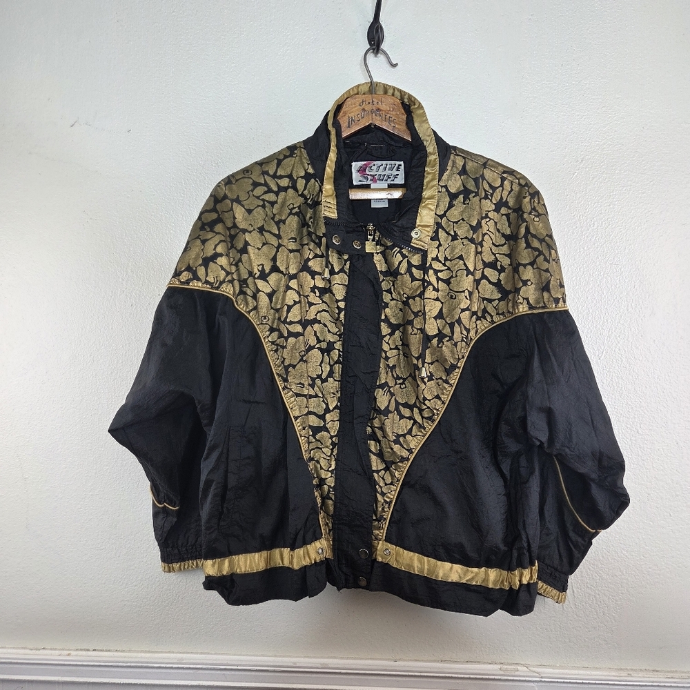 Women's Vintage Active Stuff Art To Wear Nylon Winter Ski Jacket Size Large